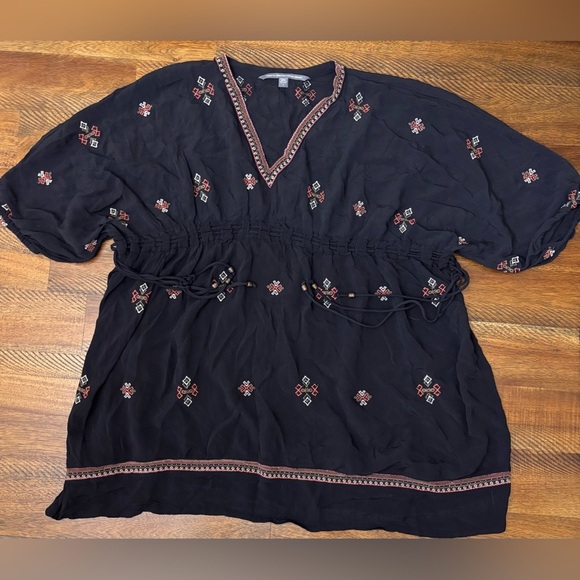 Cynthia Vincent Black Dress with Colorful Embroidery Size 8 - Picture 4 of 4